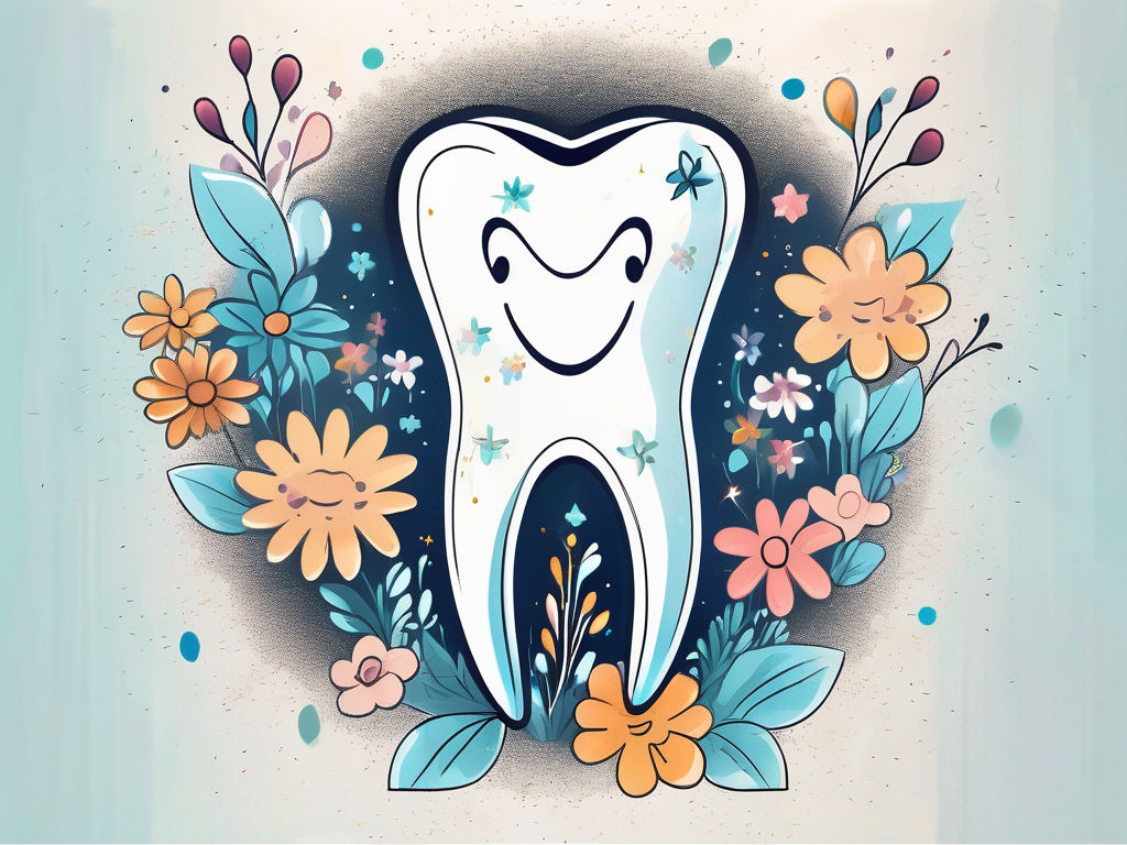 A tooth surrounded by flowers