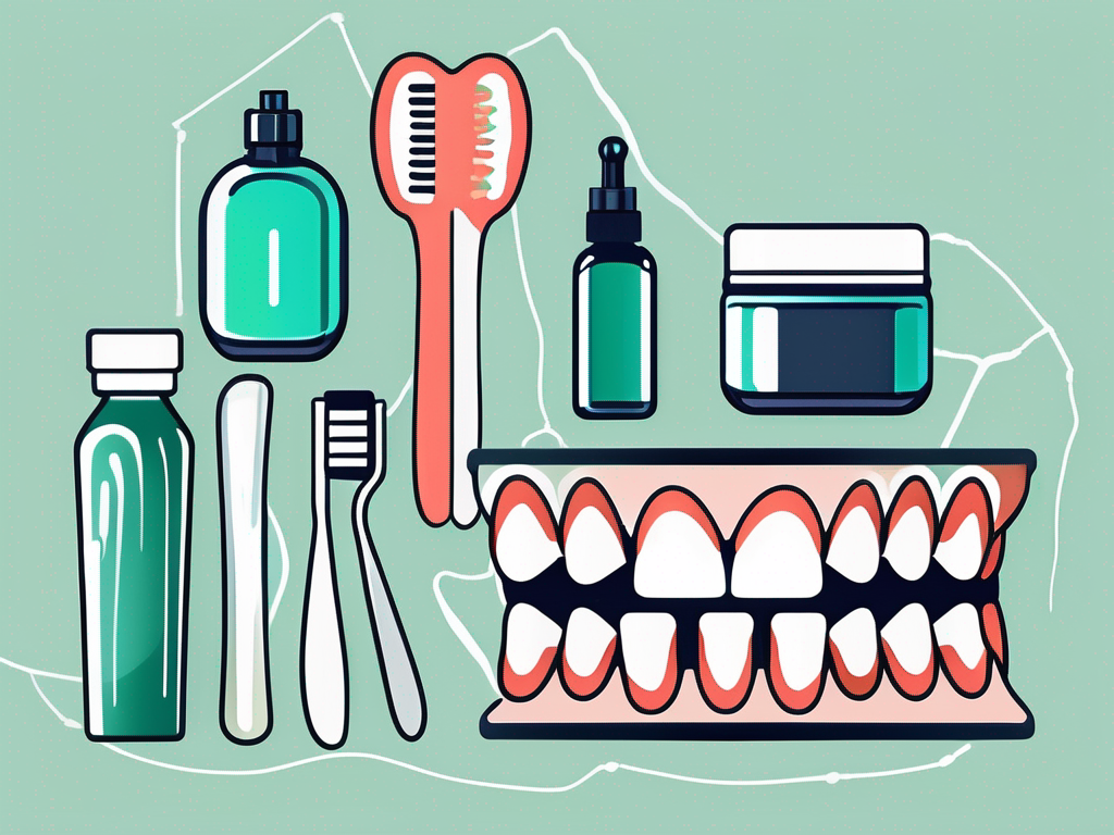 Various dental tools such as a toothbrush